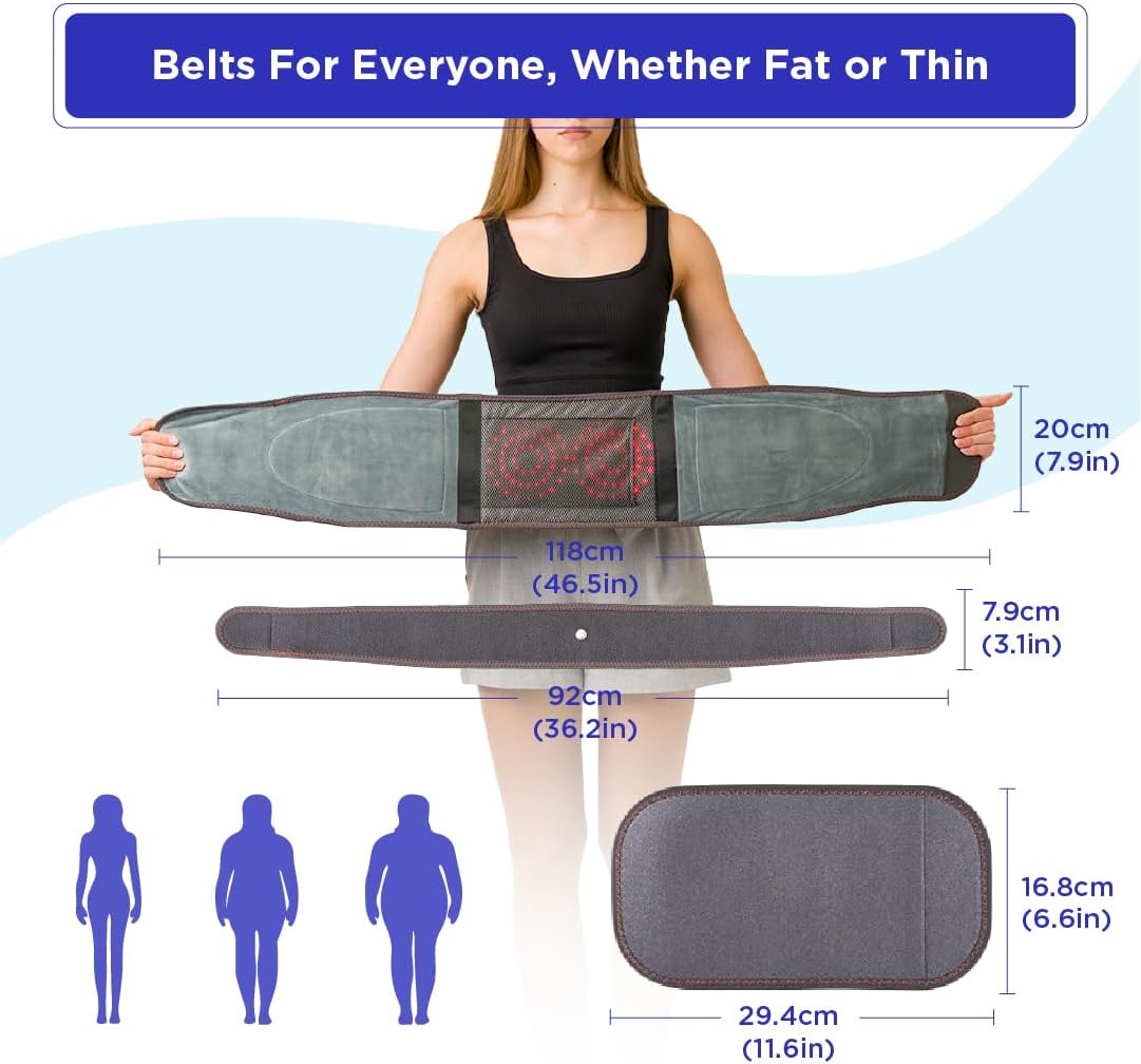 Heated Belt Wrap - Cordless Heating Pad for Back Massager with Vibration, Heated Back Brace with 3 Heating and Speed Adjustable Setting, Wearable Brace Wrap, Portable Lower Back Massager