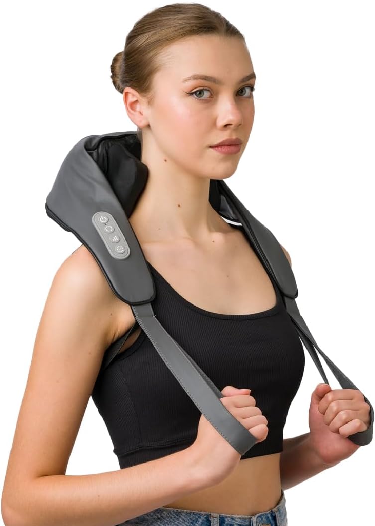 Neck Massager with Heat - Mini Portable Neck Massager - Neck, Back, Shoulder, Leg, Kneading Massager - Cordless Deep Tissue - Deep Massage at Home, Office & Car, Muscle Relaxation