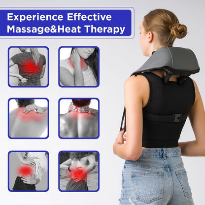 Neck Massager with Heat - Mini Portable Neck Massager - Neck, Back, Shoulder, Leg, Kneading Massager - Cordless Deep Tissue - Deep Massage at Home, Office & Car, Muscle Relaxation