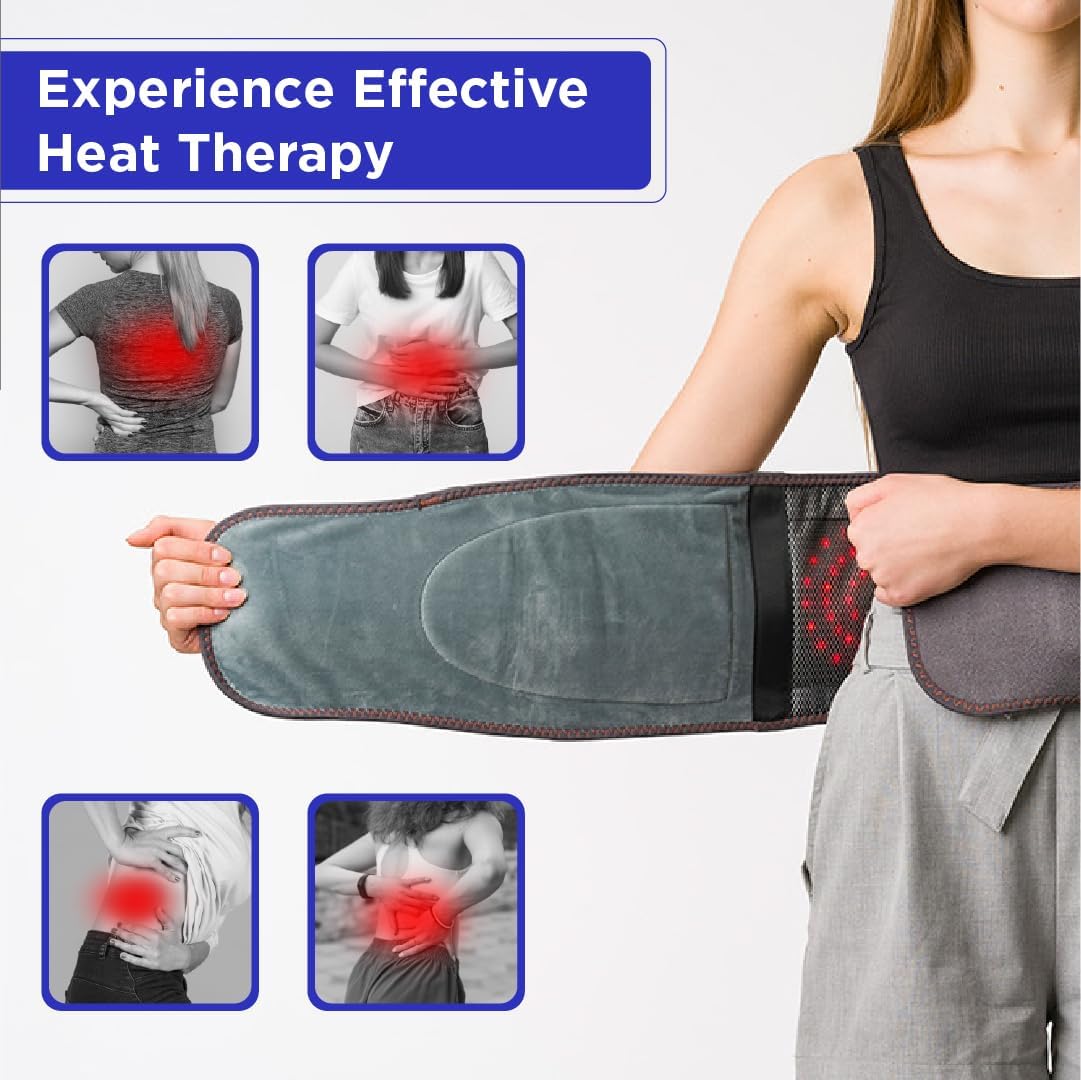 Heated Belt Wrap - Cordless Heating Pad for Back Massager with Vibration, Heated Back Brace with 3 Heating and Speed Adjustable Setting, Wearable Brace Wrap, Portable Lower Back Massager