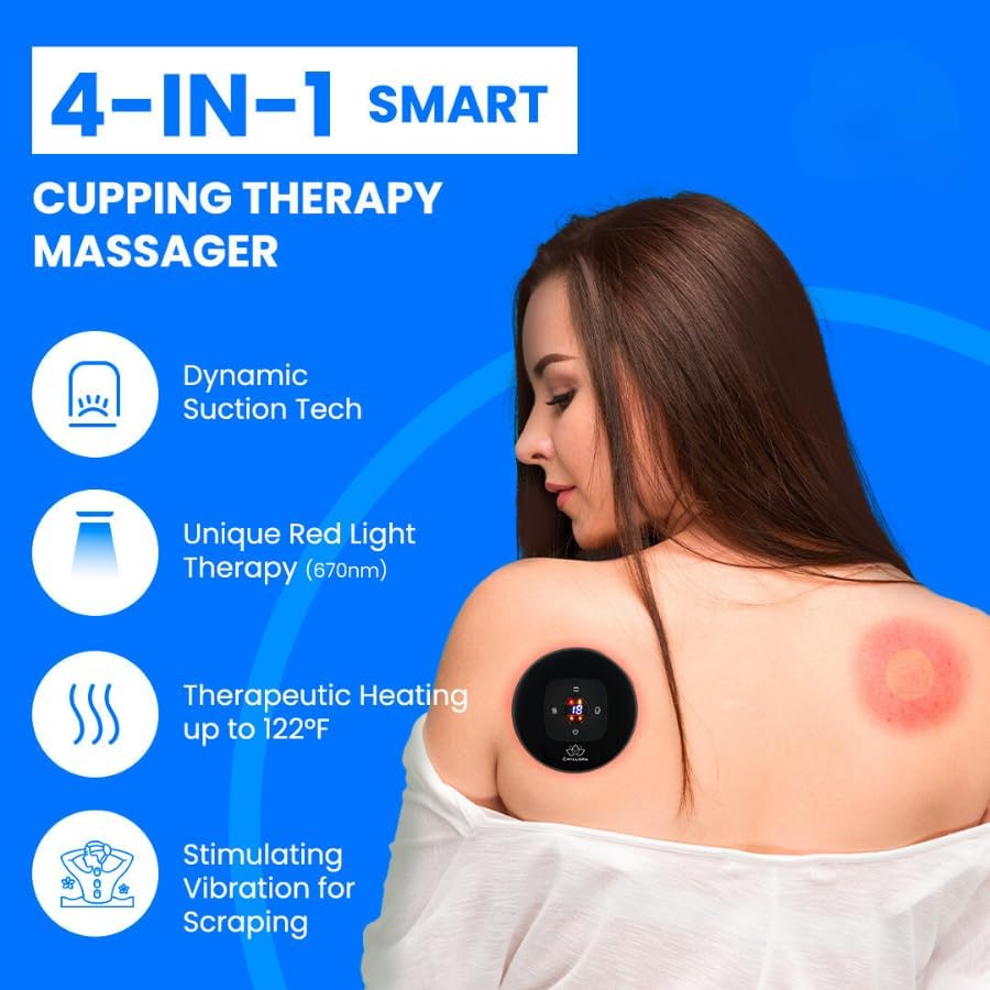 4-in-1 Smart Cupping Therapy Massager with Red Light Therapy for Targeted Pain Relief, Knots, Aches, Muscle