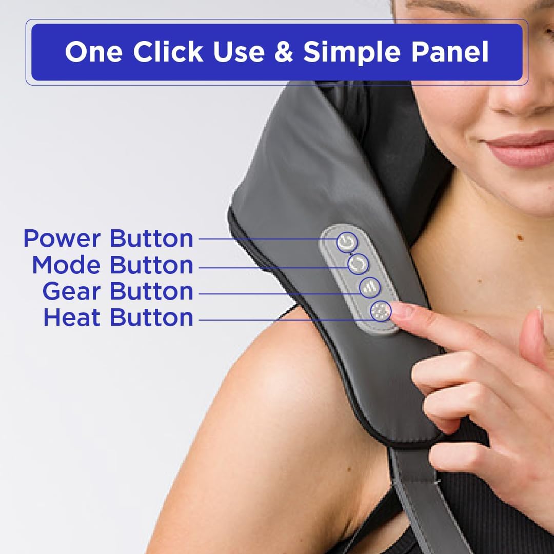 Neck Massager with Heat - Mini Portable Neck Massager - Neck, Back, Shoulder, Leg, Kneading Massager - Cordless Deep Tissue - Deep Massage at Home, Office & Car, Muscle Relaxation