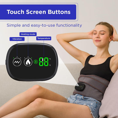 Heated Belt Wrap - Cordless Heating Pad for Back Massager with Vibration, Heated Back Brace with 3 Heating and Speed Adjustable Setting, Wearable Brace Wrap, Portable Lower Back Massager